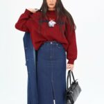 חצאית גינס עם שסע