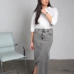 חצאית גינס ישרה חגורה אבזם 8366